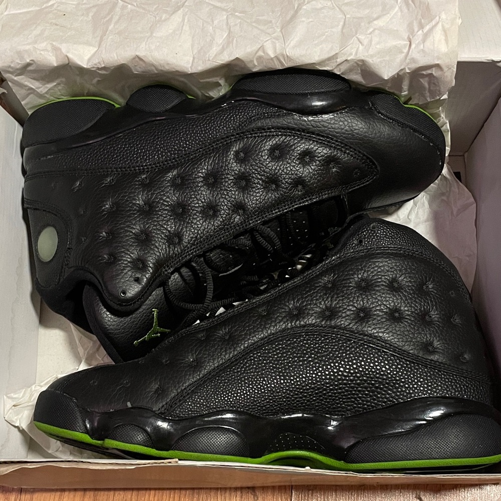 Nike Air Jordan Retro 13 Black and Green Sneakers
